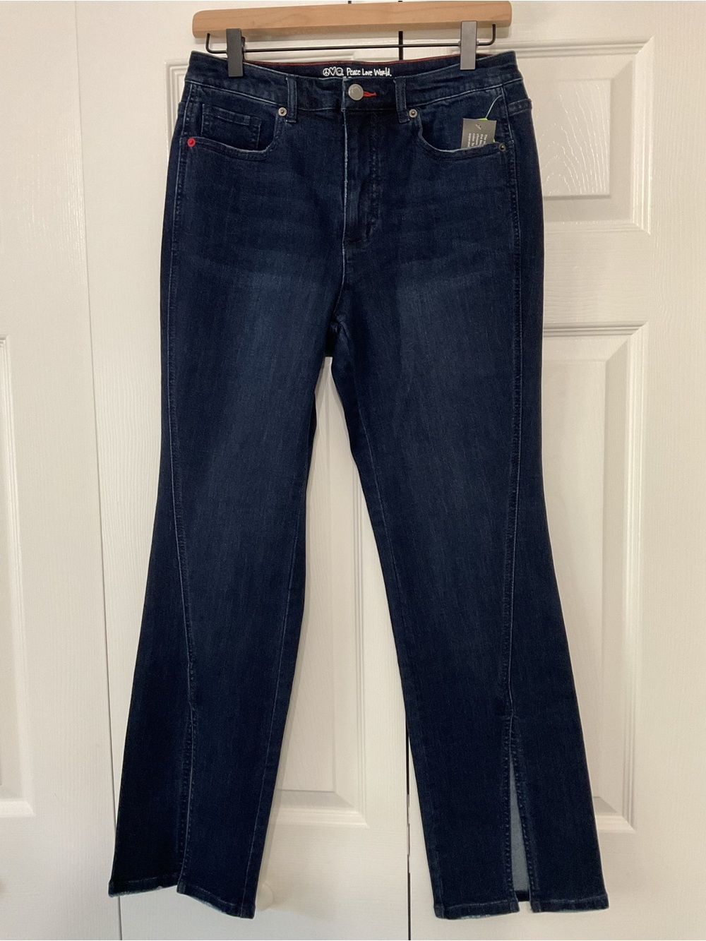 Peace Love World Dark Blue Women's Jeans with Front Slit